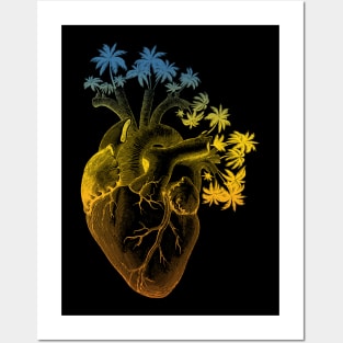 Colored Anatomically Correct Human Heart - Palm Trees Posters and Art